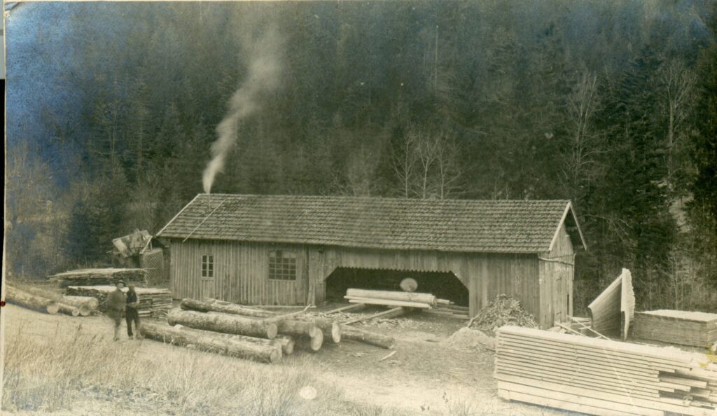 Mill building built at the camp in the forest